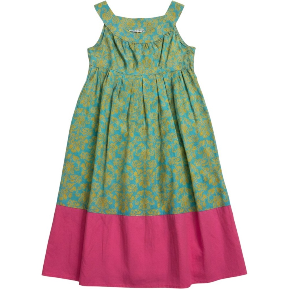 Ivy Jane Womens Small Cotton Damask Floral Pink Colorblock Midi Dress